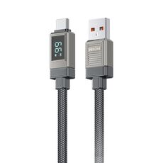 Cavo dati di ricarica rapida USB-Type-C con display digitale intelligente WK WDC-39 da 1,2 m e 66 W (nero grigio)