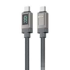 Cavo dati di ricarica rapida da tipo C a tipo C da 1,2 m, 100 W, display digitale intelligente WK WDC-41 (nero grigio)