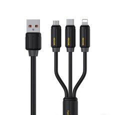 Cavo dati di ricarica rapida WK WDC-30 in silicone elastico da 1,2 m e 66 W, USB a 8 pin/tipo C/micro USB (nero)