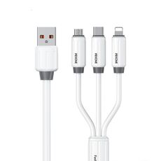 Cavo dati di ricarica rapida WK WDC-30 in silicone elastico da 1,2 m e 66 W, USB a 8 pin/tipo C/micro USB (bianco)