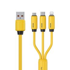 Cavo dati di ricarica rapida WK WDC-30 in silicone elastico da 1,2 m e 66 W, USB a 8 pin/tipo C/micro USB (giallo)