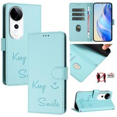 Per vivo S19 Pro Smile Embossing RFID Custodia in pelle per telefono (verde menta)
