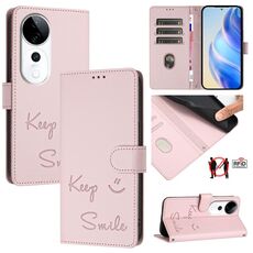 Per vivo S19 Pro Smile Embossing RFID Custodia in pelle per telefono (rosa)