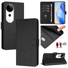Per vivo S19 Pro Smile Embossing RFID Custodia in pelle per telefono (nero)