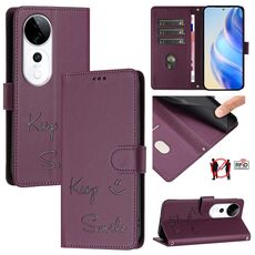 Per vivo S19 Pro Smile Embossing RFID Custodia in pelle per telefono (viola)