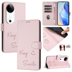 Per vivo S19 Smile Embossing RFID Custodia in pelle per telefono (rosa)
