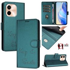 Per vivo Y28 4G Smile Embossing RFID Custodia in pelle per telefono (verde pavone)