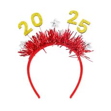 2025 Decorazione per feste di Natale digitale Fascia per capelli Centro commerciale Bar Capodanno Evento Copricapo (oro)