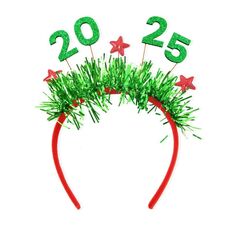 2025 Decorazione per feste di Natale digitale Fascia per capelli Centro commerciale Bar Capodanno Evento Copricapo (verde)