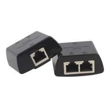Accoppiatore di rete Ethernet da RJ45 a 2 x RJ45 Protezione da fulmini e fulmini (nero)