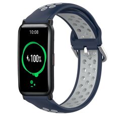 For Honor Watch ES 20mm Cinturino in silicone sportivo traforato e traspirante (blu notte + grigio)