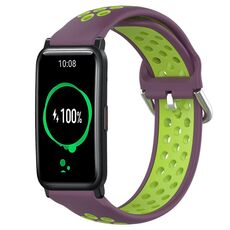 For Honor Watch ES 20mm Cinturino in silicone sportivo traforato e traspirante (viola + lime)