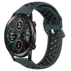 Per Honor Magic Watch2 42mm 20mm Cinturino sportivo in silicone traspirante traforato (verde oliva + nero)