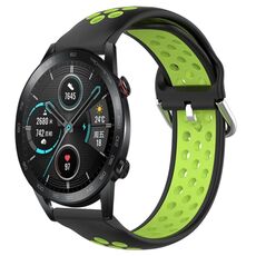 Per Honor Magic Watch2 42mm 20mm Cinturino in silicone sportivo traspirante traforato (nero + lime)