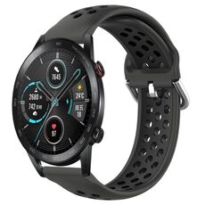 Per Honor Magic Watch2 42mm 20mm Cinturino sportivo in silicone traspirante traforato (nero)