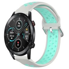 Per Honor Magic Watch2 42mm 20mm Cinturino sportivo in silicone traspirante traforato (grigio + anatra d'acqua)