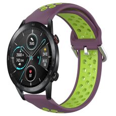 Per Honor Magic Watch2 42mm 20mm Cinturino in silicone sportivo traforato traspirante (viola + lime)
