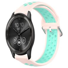 Per Garmin Vivomove Trend 20mm Cinturino in silicone sportivo traspirante traforato (rosa + anatra d'acqua)