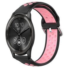 Per Garmin Vivomove Trend 20mm Cinturino per orologio sportivo in silicone traspirante traforato (nero + rosa)