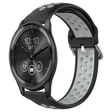 Per Garmin Vivomove Trend Cinturino sportivo in silicone traspirante traforato da 20 mm (nero + grigio)