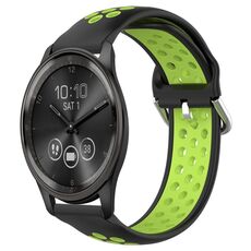 Per Garmin Vivomove Trend 20mm Cinturino in silicone sportivo traforato traspirante (nero + lime)