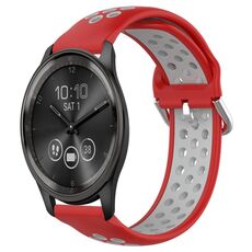 Per Garmin Vivomove Trend 20mm Cinturino in silicone sportivo traforato traspirante (rosso + grigio)