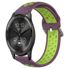 Per Garmin Vivomove Trend 20mm Cinturino in silicone sportivo traforato traspirante (viola + lime)