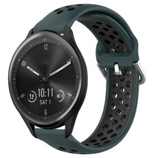 Per Garmin Vivomove Sport 20mm Cinturino sportivo in silicone traspirante traforato (verde oliva + nero)