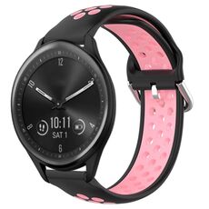 Per Garmin Vivomove Sport 20mm Cinturino sportivo in silicone traspirante traforato (nero + rosa)