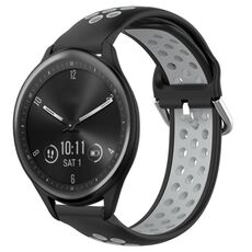 Per Garmin Vivomove Sport 20mm Cinturino sportivo in silicone traspirante traforato (nero + grigio)