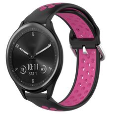 Per Garmin Vivomove Sport 20mm Cinturino sportivo in silicone traspirante traforato (nero + rosa rossa)