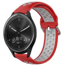 Per Garmin Vivomove Sport 20mm Cinturino in silicone sportivo traforato traspirante (rosso + grigio)