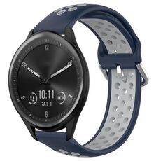 Per Garmin Vivomove Sport 20mm Cinturino sportivo in silicone traspirante traforato (blu notte + grigio)