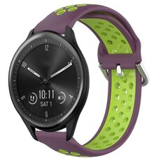 Per Garmin Vivomove Sport 20mm Cinturino in silicone sportivo traforato traspirante (viola + lime)