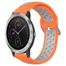 Per Garmin Vivoactive3 20mm Cinturino sportivo in silicone traspirante traforato (arancione + grigio)