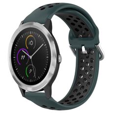 Per Garmin Vivoactive3 20mm Cinturino sportivo in silicone traspirante traforato (verde oliva + nero)
