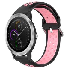 Per Garmin Vivoactive3 20mm Cinturino sportivo in silicone traspirante traforato (nero + rosa)