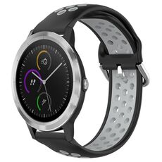 Per Garmin Vivoactive3 Cinturino sportivo in silicone traspirante traforato da 20 mm (nero + grigio)