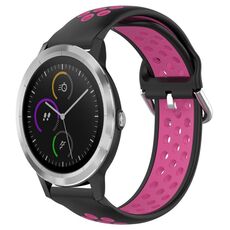 Per Garmin Vivoactive3 20mm cinturino in silicone sportivo traspirante traforato (nero + rosa rossa)