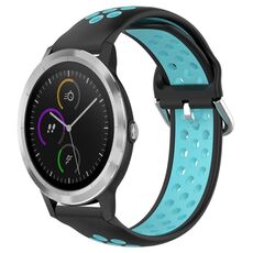 Per Garmin Vivoactive3 20mm Cinturino sportivo in silicone traspirante traforato (nero + blu)
