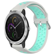Per Garmin Vivoactive3 20mm Cinturino in silicone sportivo traspirante traforato (grigio + anatra d'acqua)