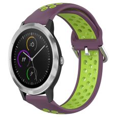 Per Garmin Vivoactive3 20mm Cinturino sportivo in silicone traspirante traforato (viola + lime)