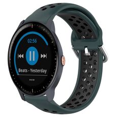 Per Garmin Vivoactive3 Music 20mm Cinturino in silicone sportivo traforato e traspirante (verde oliva + nero)