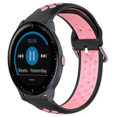 Per Garmin Vivoactive3 Music 20mm Cinturino sportivo in silicone traspirante traforato (nero + rosa)