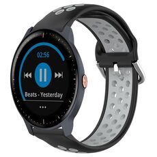 Per Garmin Vivoactive3 Music Cinturino sportivo in silicone traspirante traforato da 20 mm (nero + grigio)