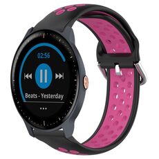 Per Garmin Vivoactive3 Music Cinturino sportivo in silicone traspirante traforato da 20 mm (nero + rosa rossa)
