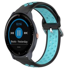 Per Garmin Vivoactive3 Music 20mm Cinturino sportivo in silicone traspirante traforato (nero + blu)