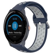 Per Garmin Vivoactive3 Music 20mm Cinturino in silicone sportivo traforato e traspirante (blu notte + grigio)
