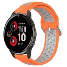 Per Garmin Venu 2 Plus 20mm Cinturino sportivo in silicone traspirante traforato (arancione + grigio)