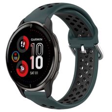 Per Garmin Venu 2 Plus 20mm Cinturino sportivo in silicone traspirante traforato (verde oliva + nero)